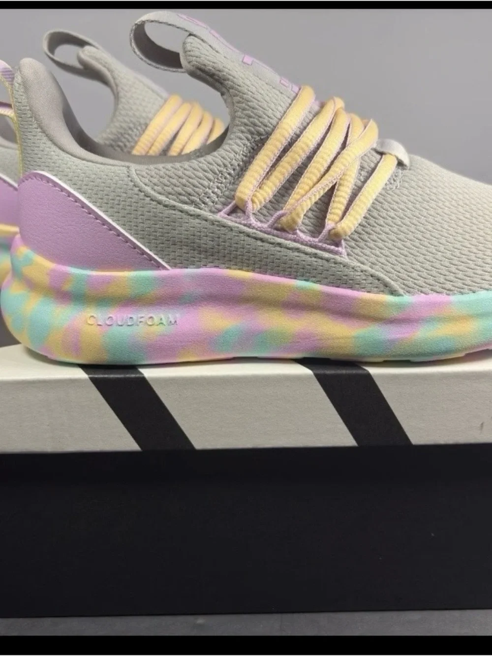 adidas Kids Shoes Lite Racer Adapt 7.0 SlipOn Size 2 Grey/Orange/Bliss Lilac New